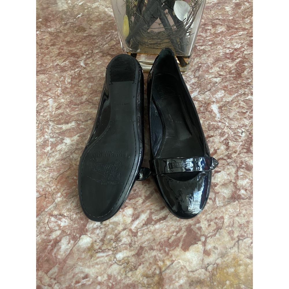 Burberry Black Patent Leather Round Toe Ballet Flat Shoes 38.5/US 8.5 EUC! $400 - Picture 12 of 13